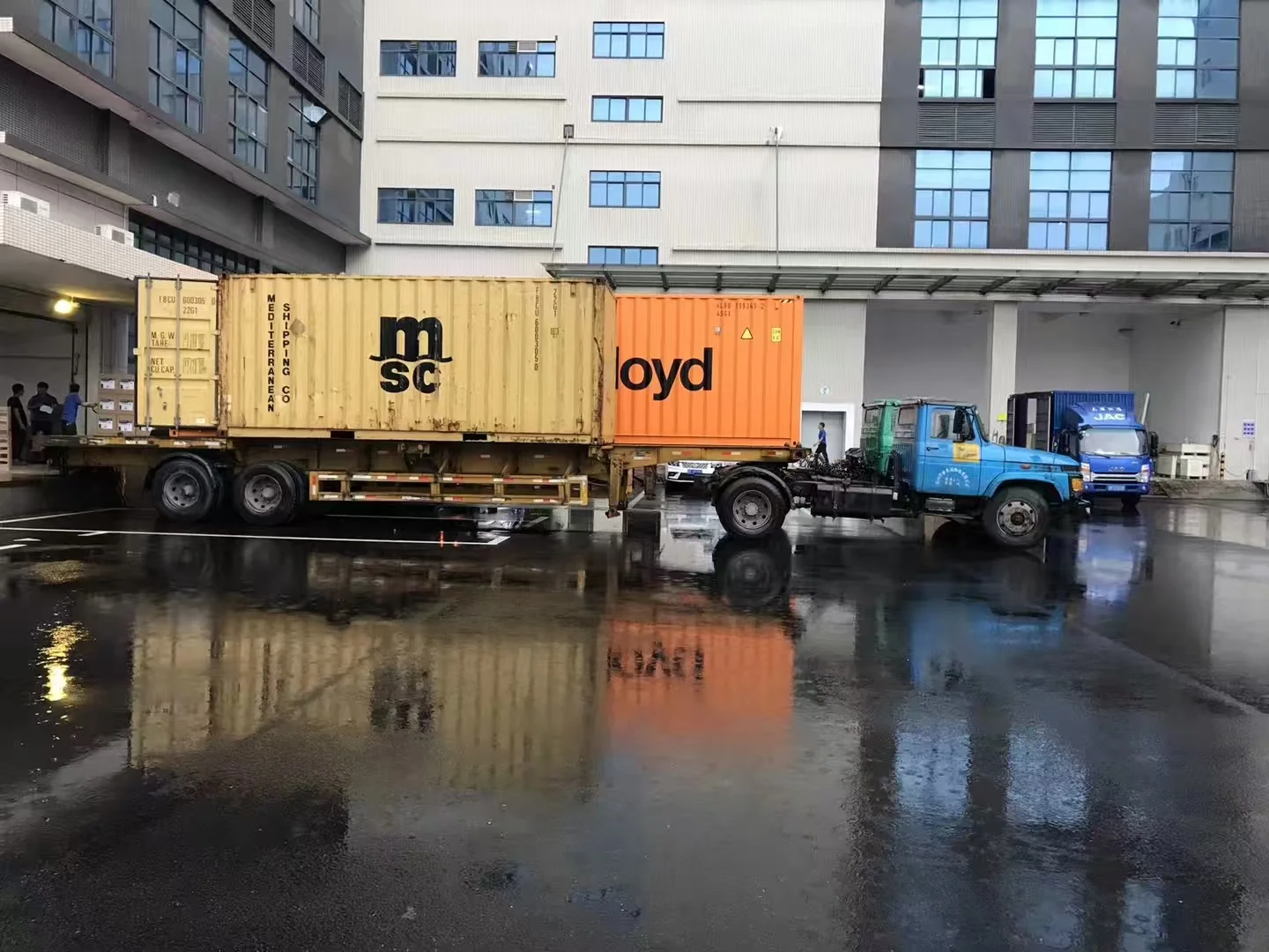 Container truck loading at China warehouse